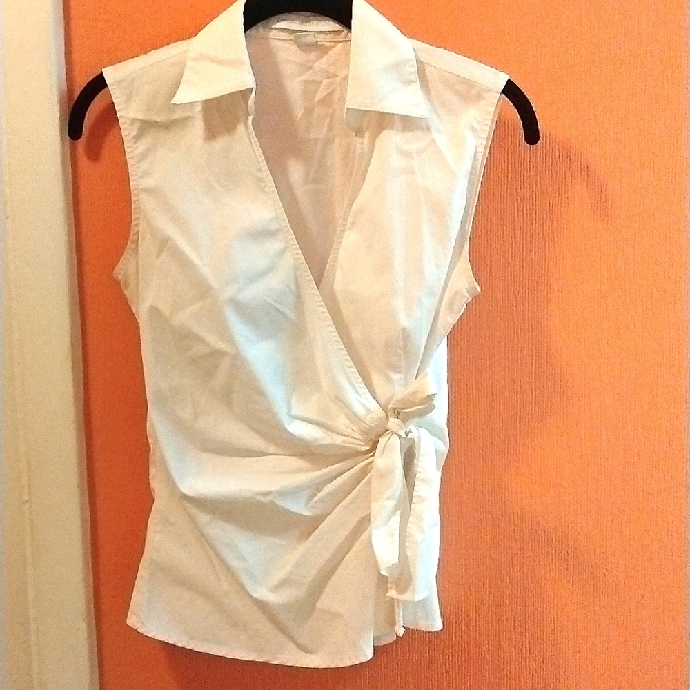 Express brand, size xs, dress top, white, collared, front tie
